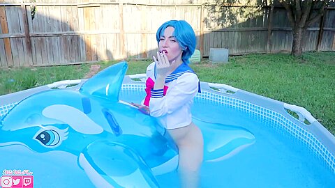 Amy Smokes On Inflatable Dolphin