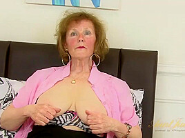 Over 60 mature model Pearl shows us her granny body and pierced pussy